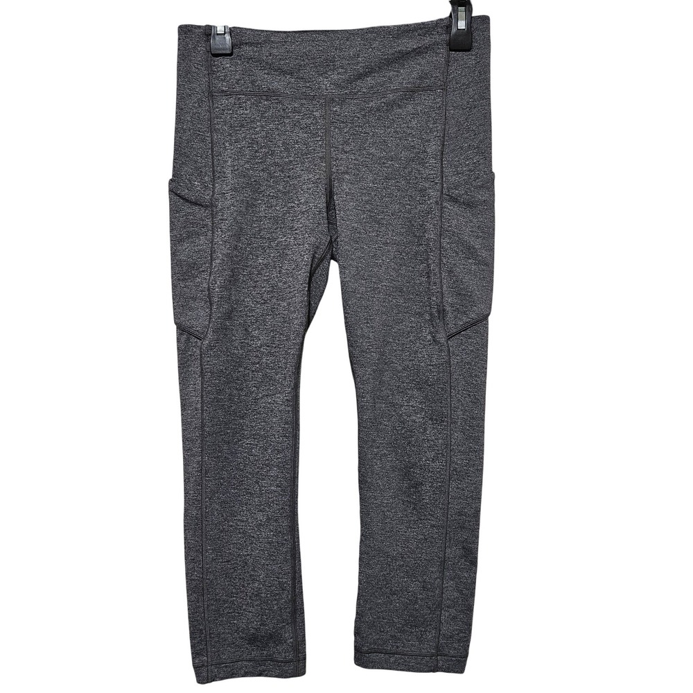 Lululemon Speed Up Crop 21" Heathered Black Grey Legging 3 Pockets Luxtreme sz 8